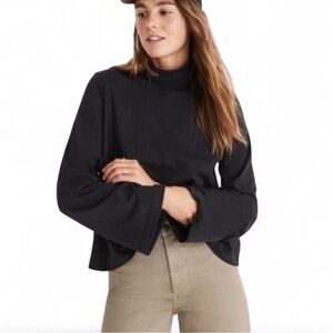 Madewell Black Bell Sleeve Cotton Turtleneck Shirt (NEW)